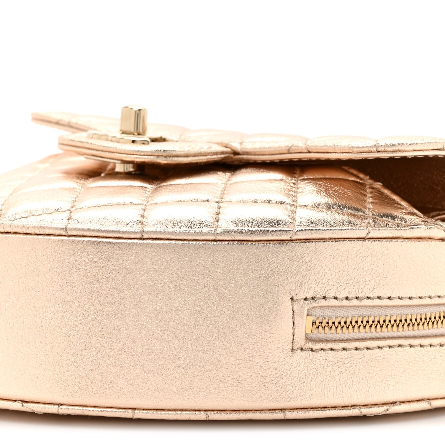 Metallic Lambskin Quilted CC In Love Heart Bag Gold