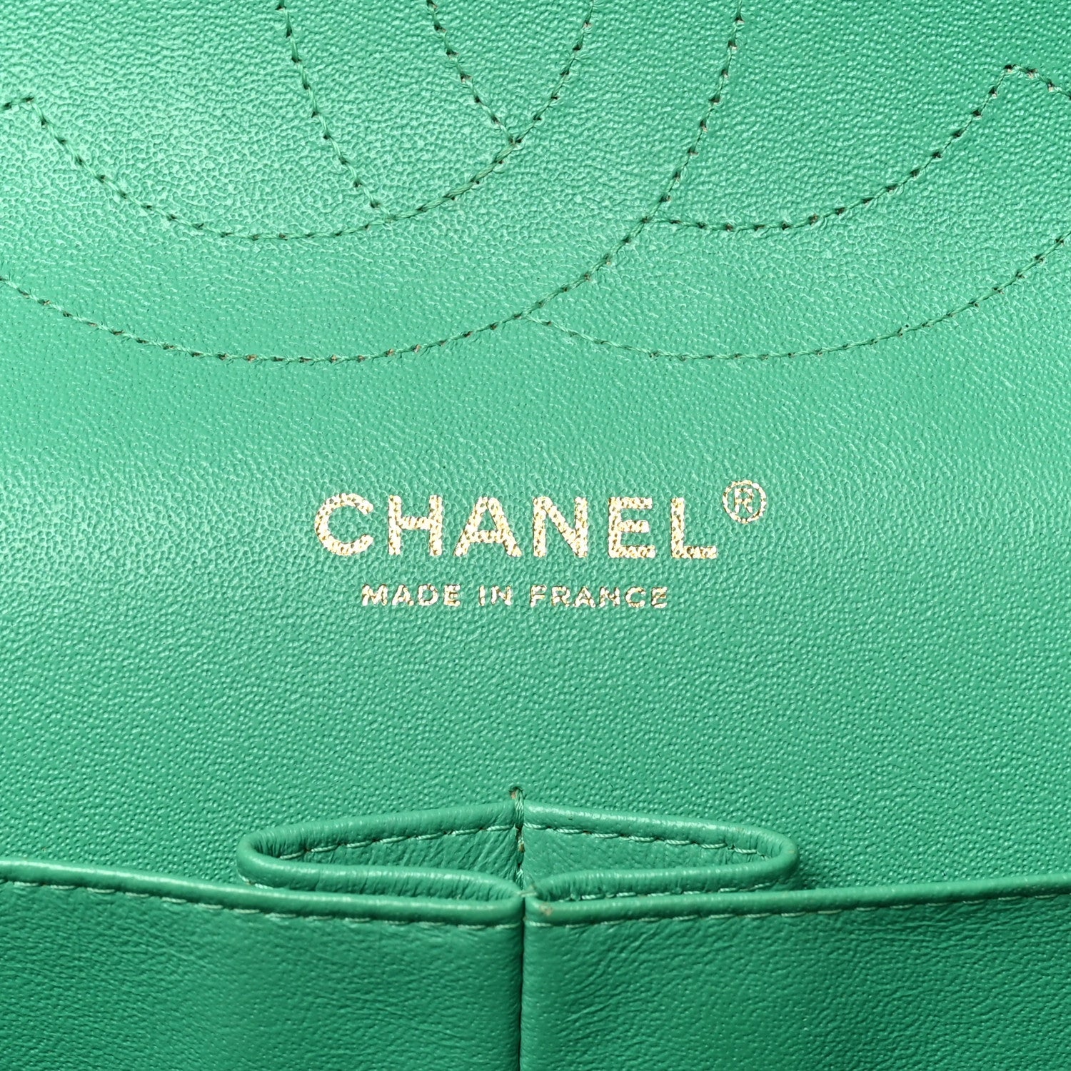 Lambskin Quilted Jumbo Double Flap Green