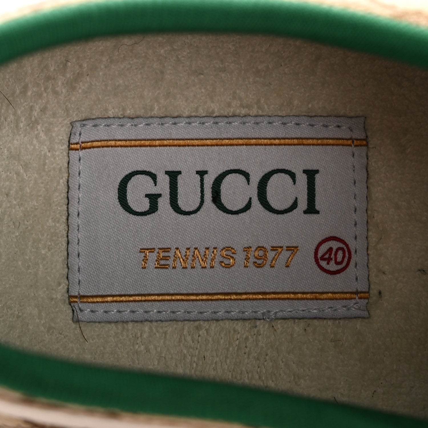 GG Monogram Web Womens 1977 Tennis Sneakers 40 Beige Ebony Mystic White