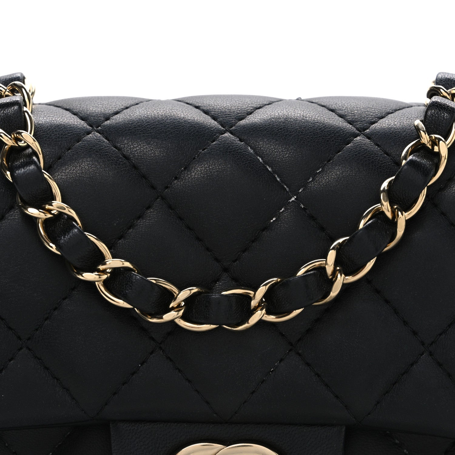 Lambskin Quilted Mini Rectangular Flap Black