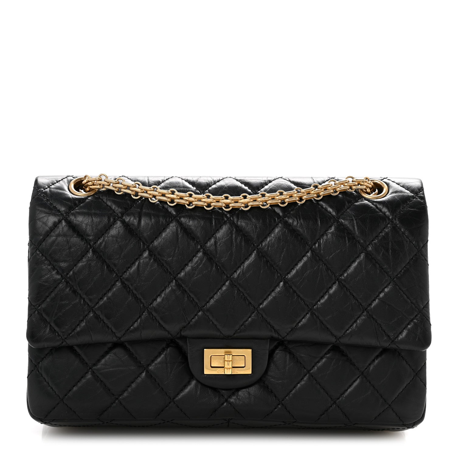 Aged Calfskin Quilted 2.55 Reissue 226 Flap Black