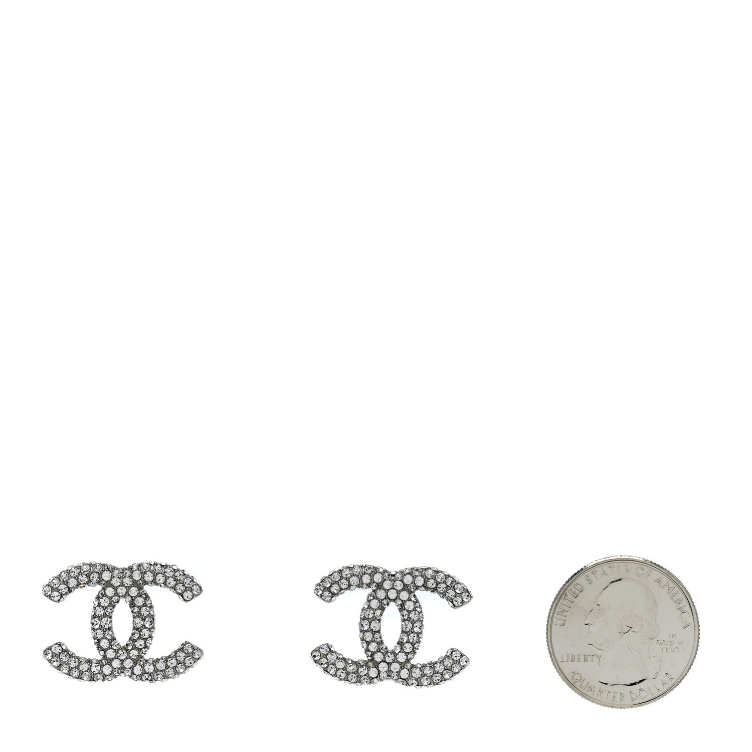 Crystal Large CC Earrings Silver