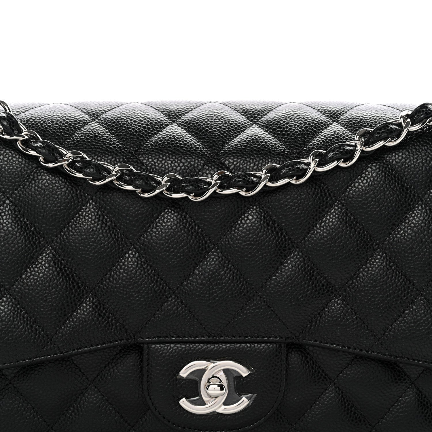 Caviar Quilted Jumbo Double Flap Black