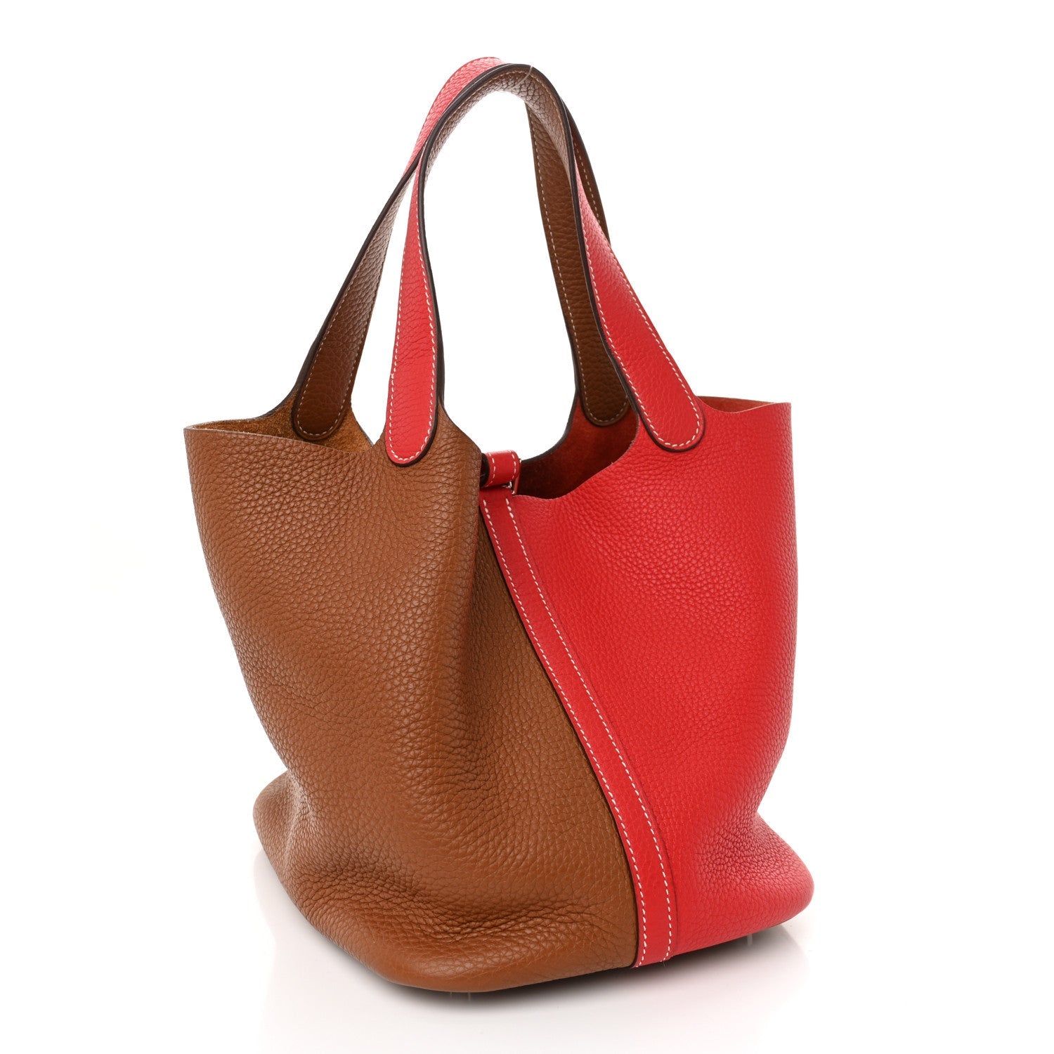 Taurillon Clemence Casaque Picotin Lock 22 MM Gold Rouge De Coeur