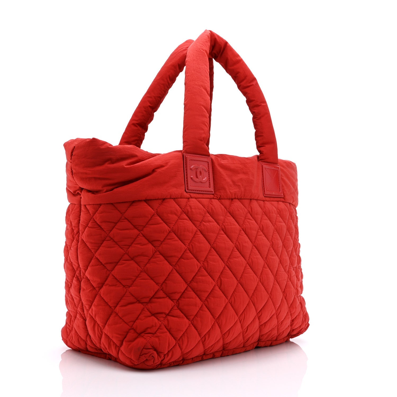 Nylon Quilted Large Coco Cocoon Tote Red