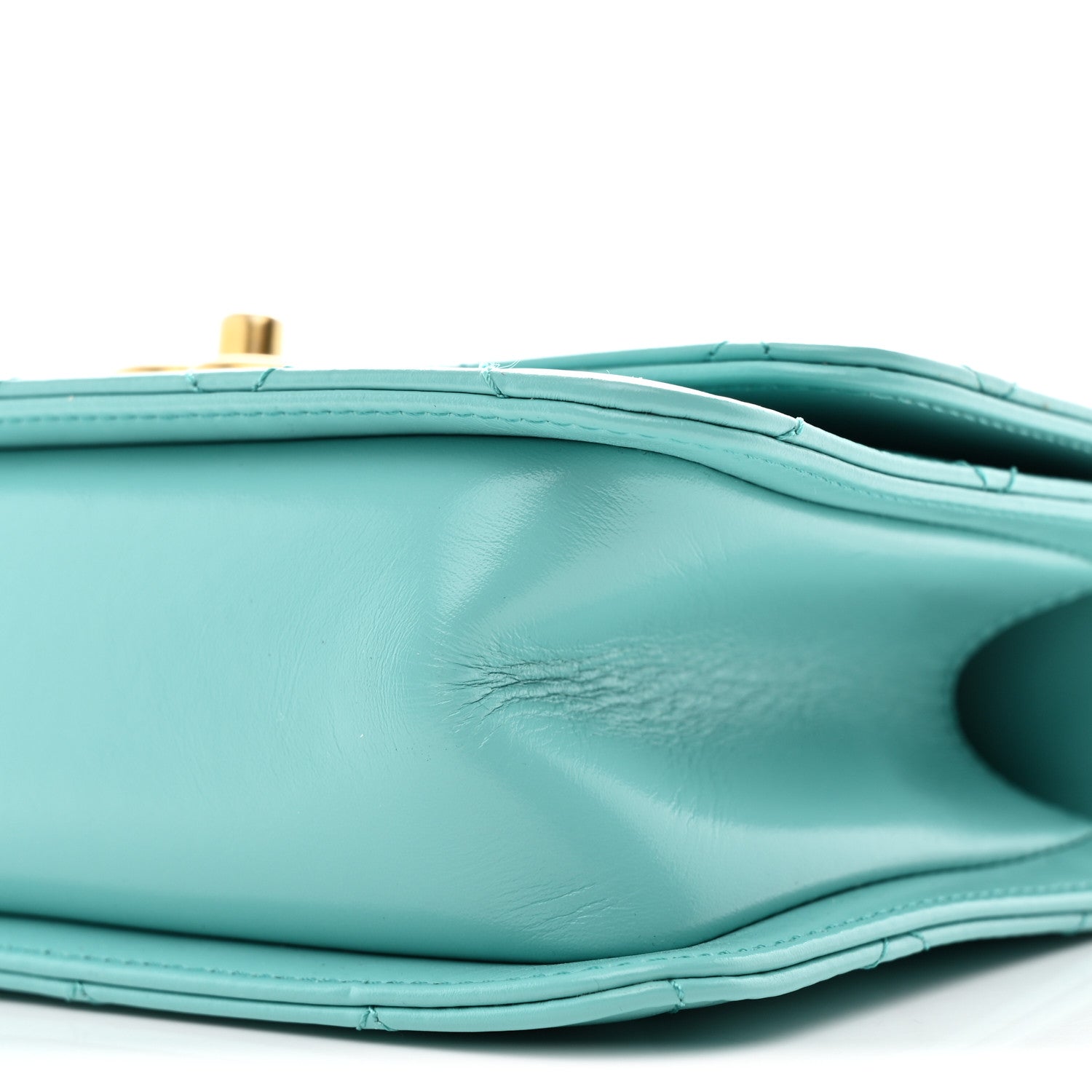 Calfskin Quilted Mini Perfect Fit Flap Turquoise