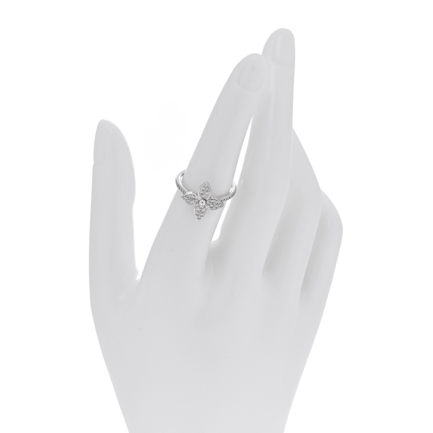 18K White Gold Diamond Star Blossom Ring 53 6.5