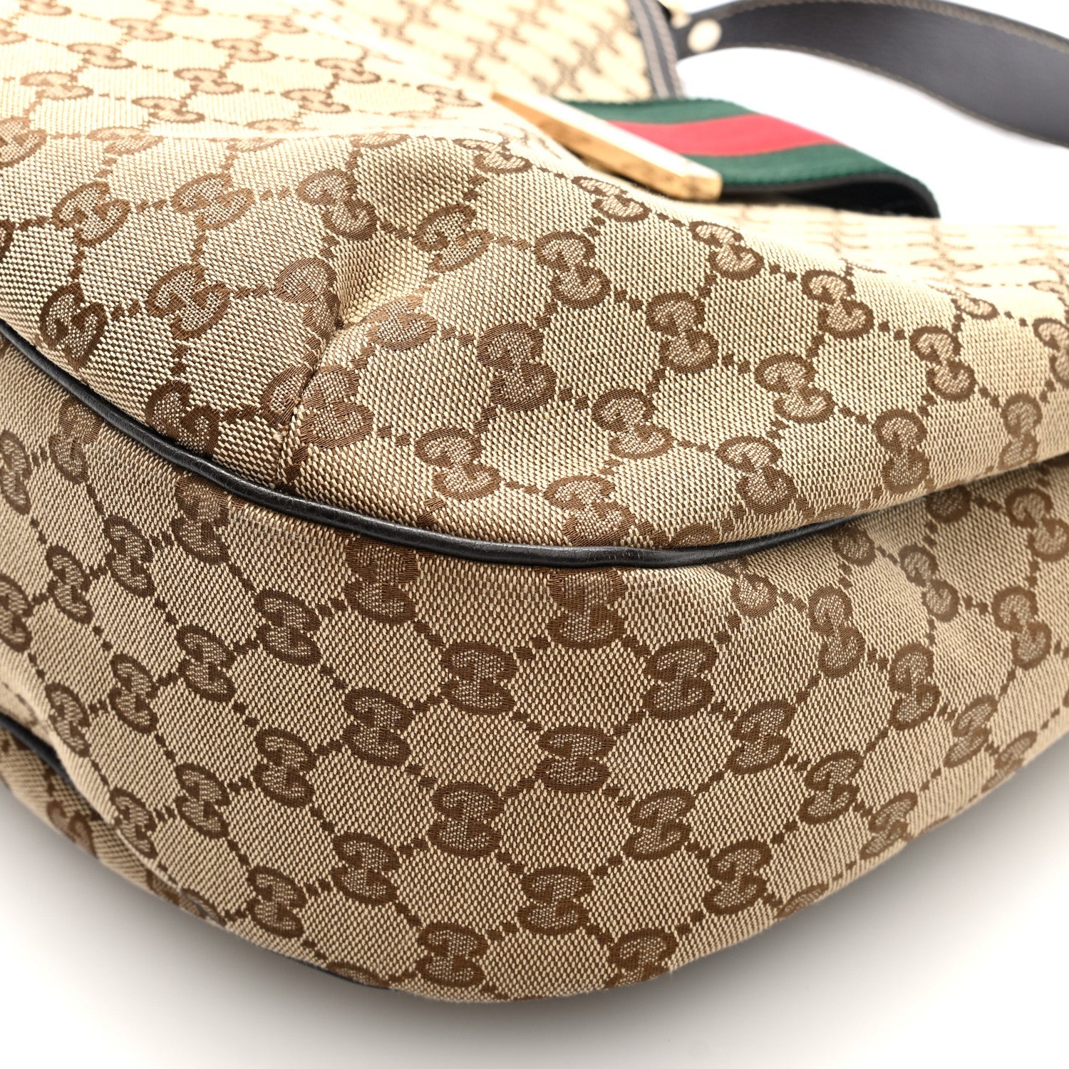 Monogram Large New Ladies Web Hobo Dark Brown