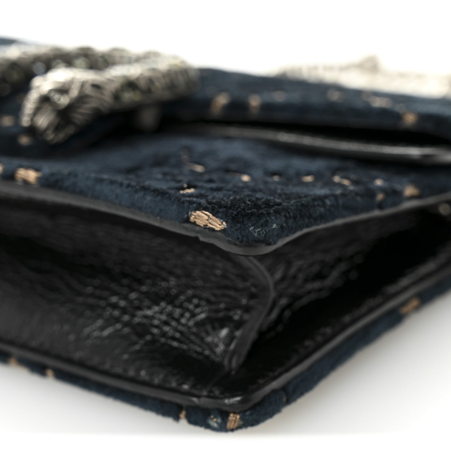Velvet GG Monogram Super Mini Dionysus Shoulder Bag Blue Beige Black