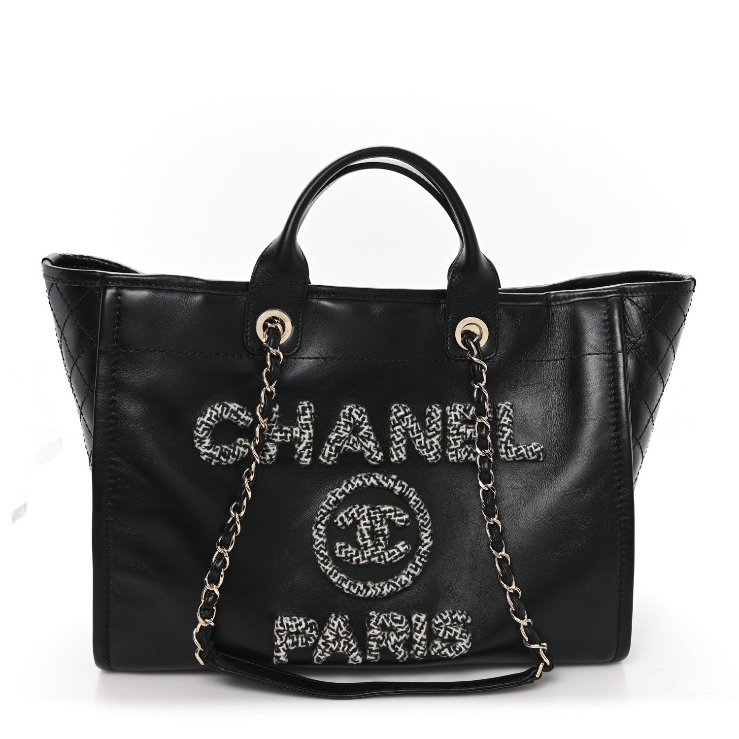 Calfskin Tweed Medium Deauville Tote Black Multicolor