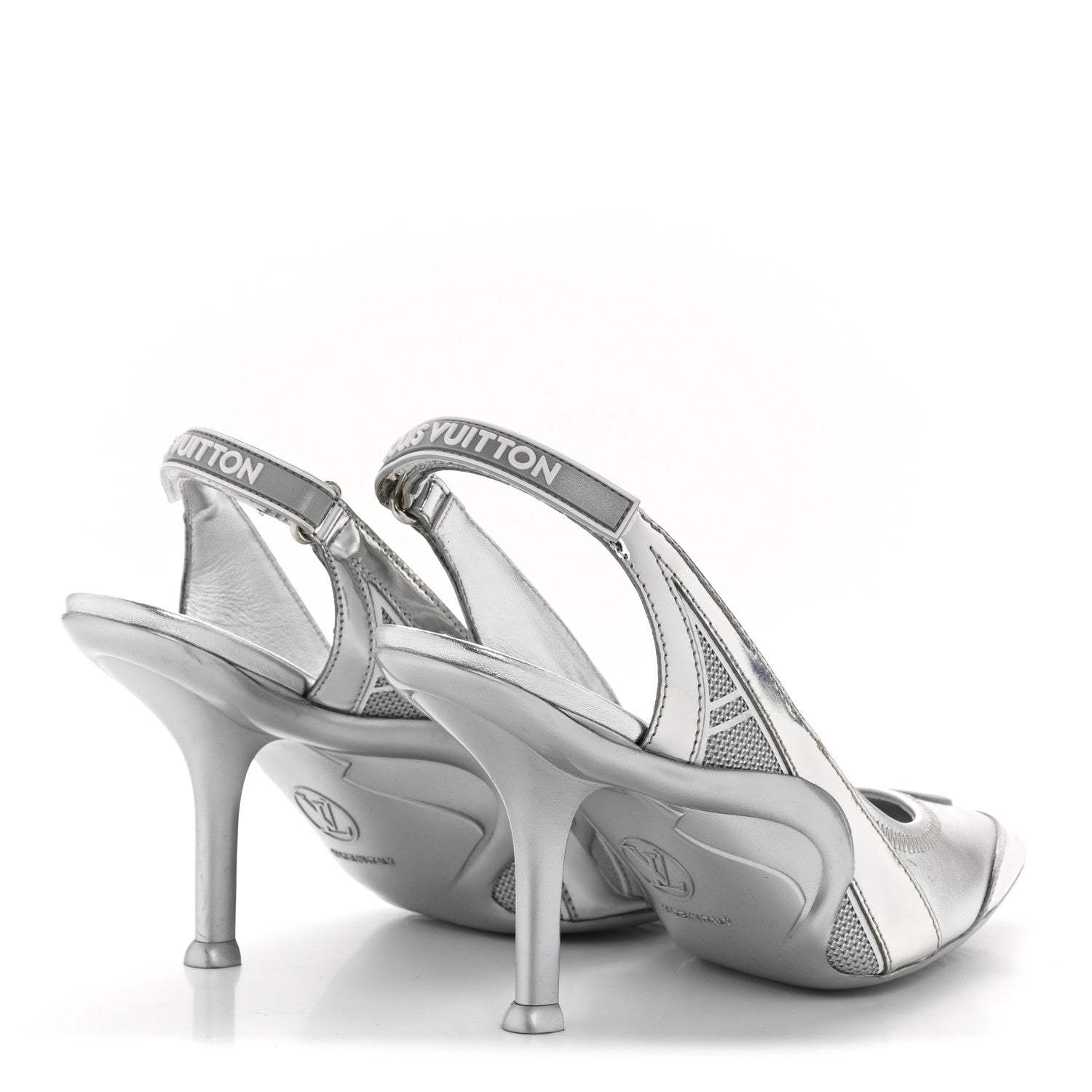 Metallic Lambskin Archlight Slingback Pumps 37.5 Argent