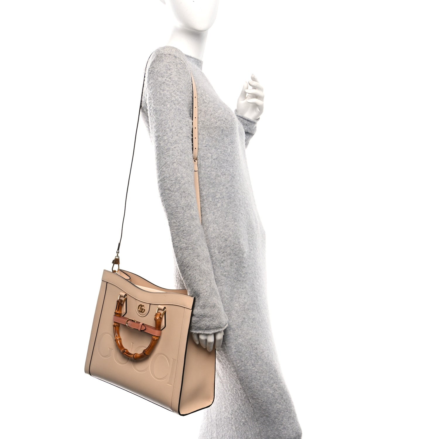 Charisma Calfskin Gucci Embossed Web Medium Diana Tote Bag Souffle Rose Phard