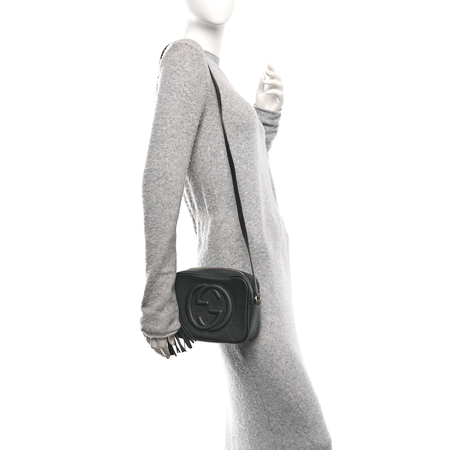 Pebbled Calfskin Small Soho Disco Bag Black