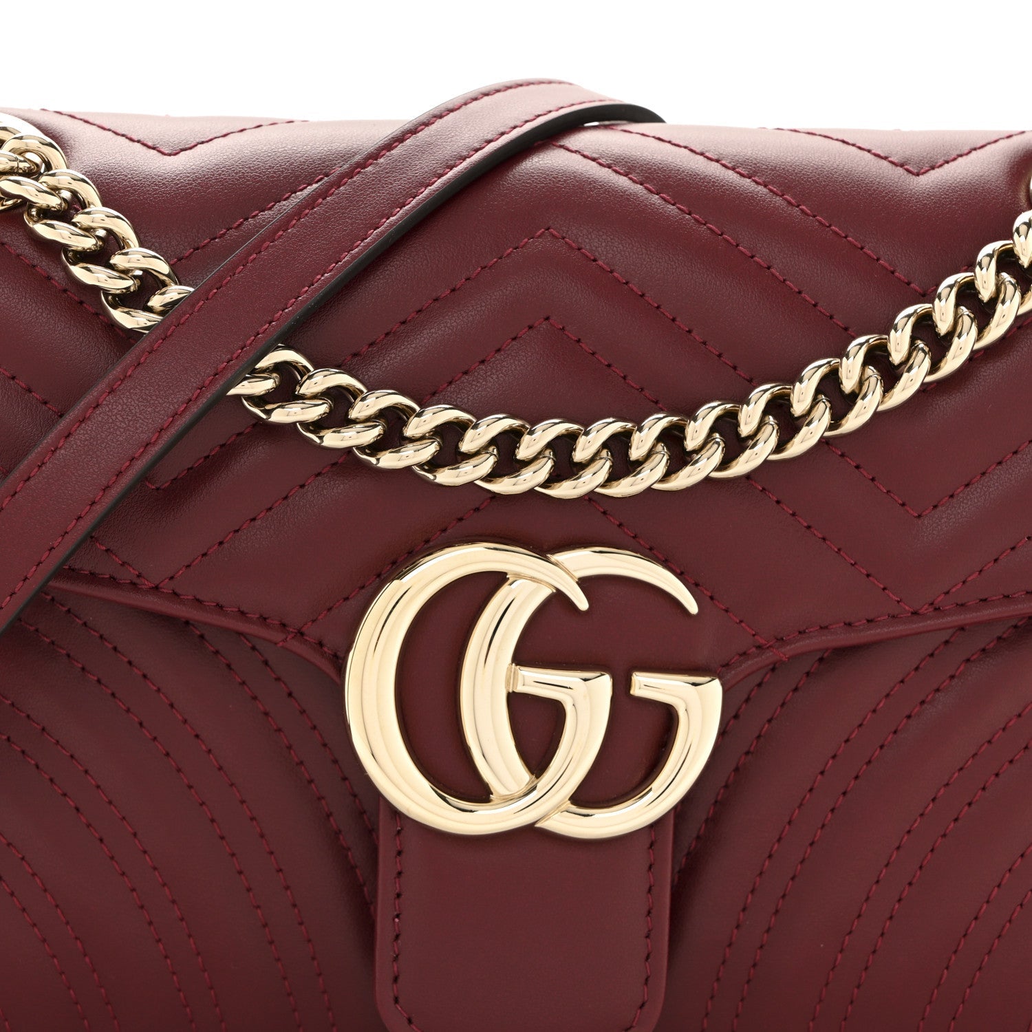 Calfskin Matelasse Medium GG Marmont Shoulder Bag Rosso Ancora Red