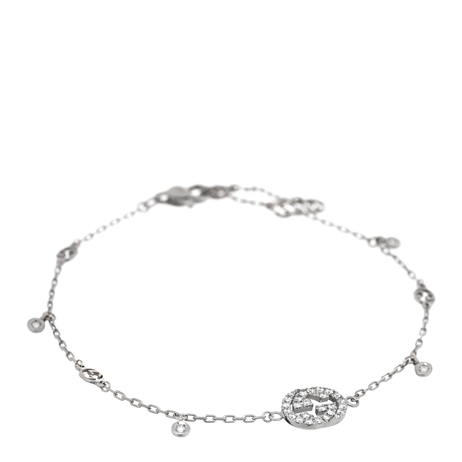 18K White Gold Diamond GG Running Bracelet