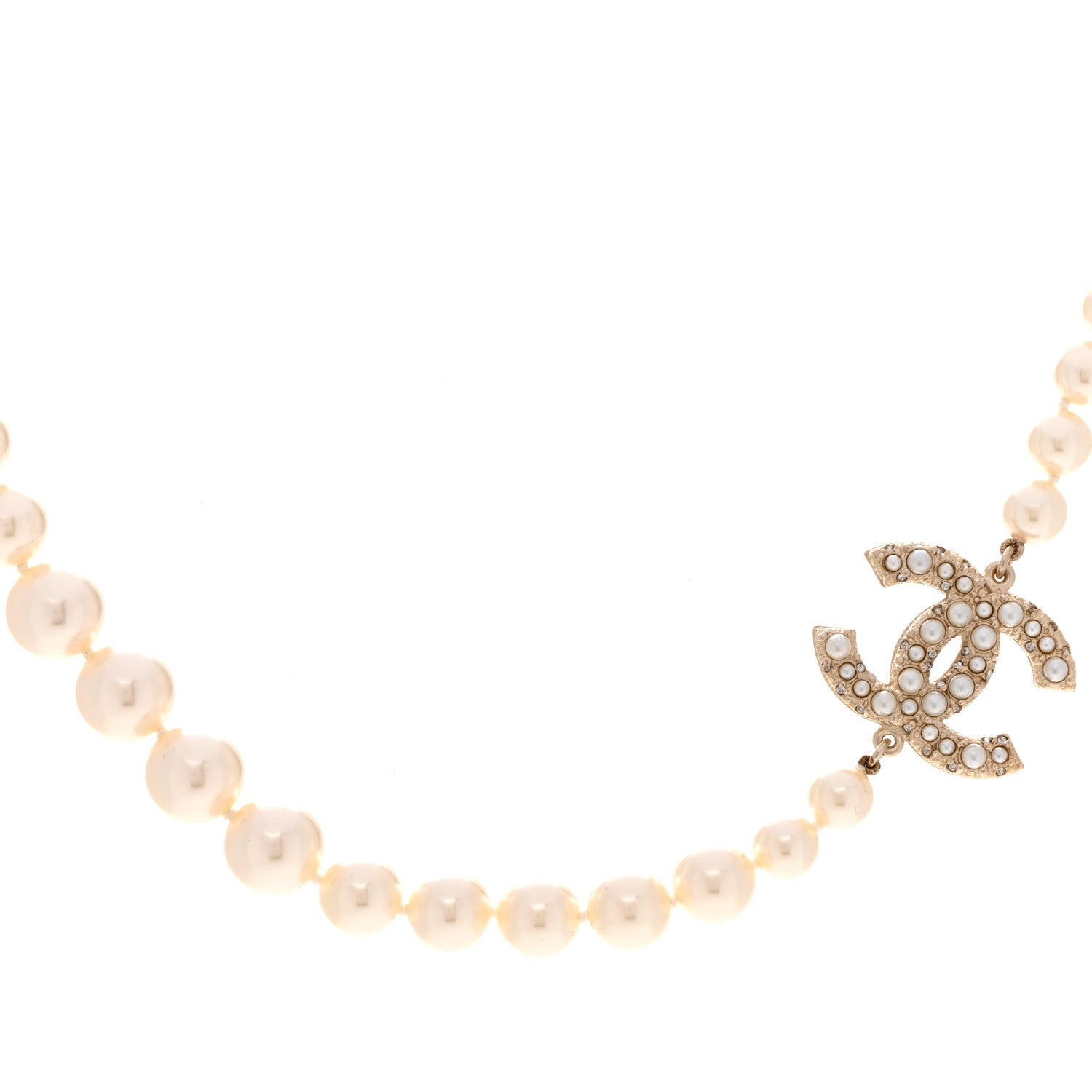 Pearl CC 100th Anniversary Necklace Light Gold
