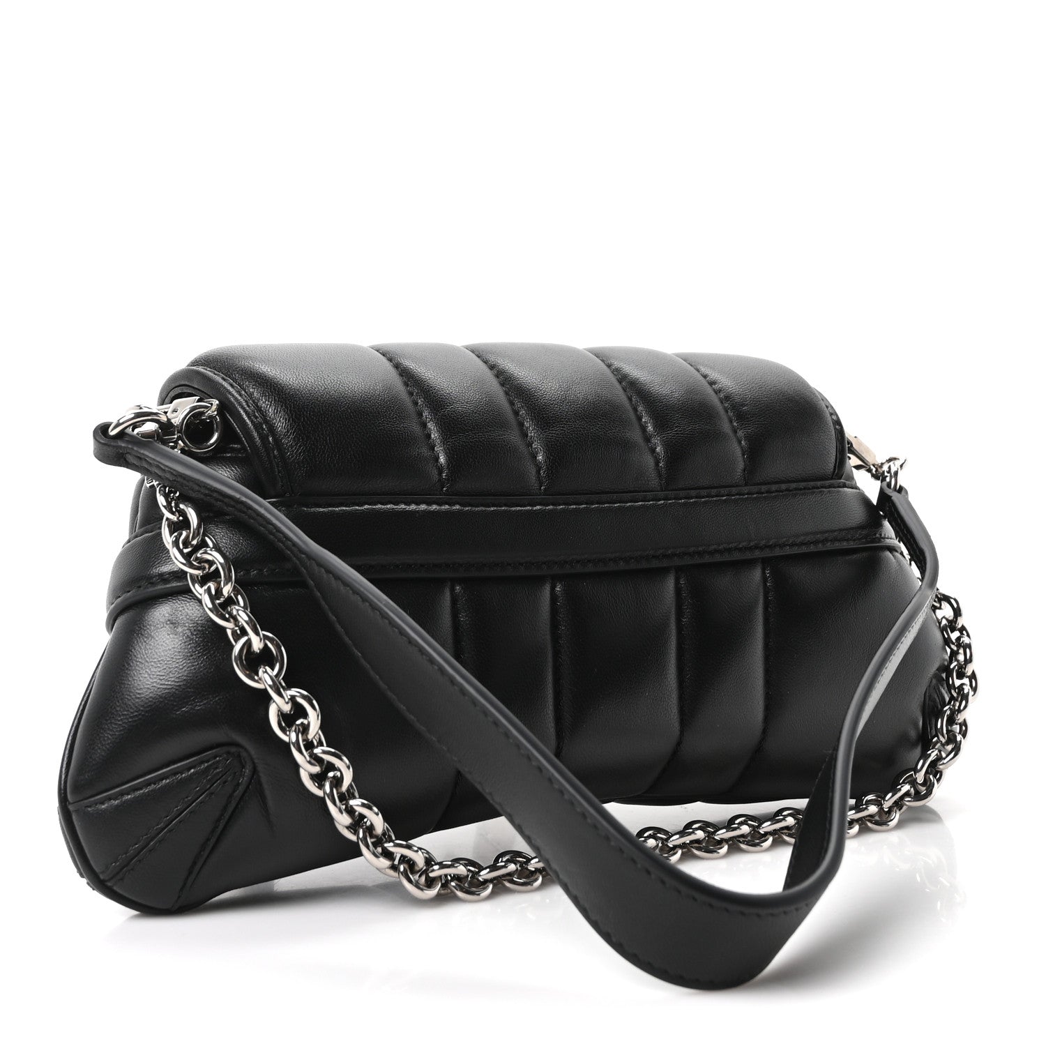 Nappa Vertical Matelasse Small Maxi Horsebit Chain Shoulder Bag Black
