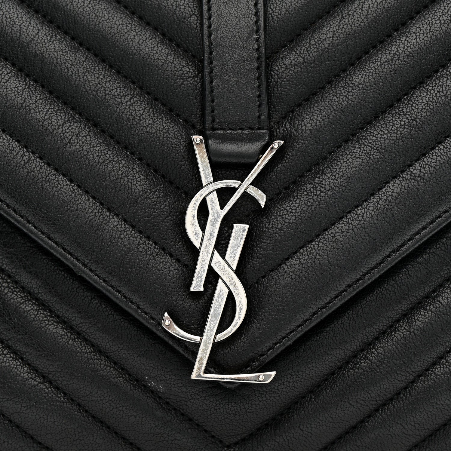 Sheepskin Matelasse Chevron Monogram Medium College Bag Light Coal