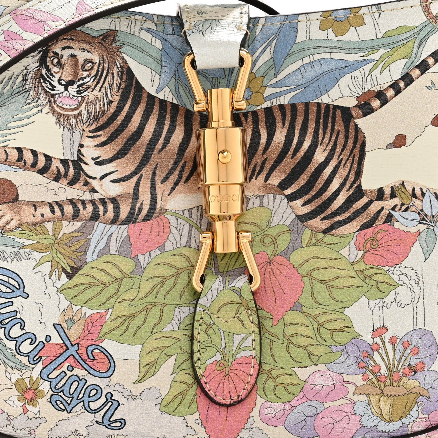 New Shangai Calfskin Tiger Savanah Small Jackie 1961 Hobo Chalky White Multicolor