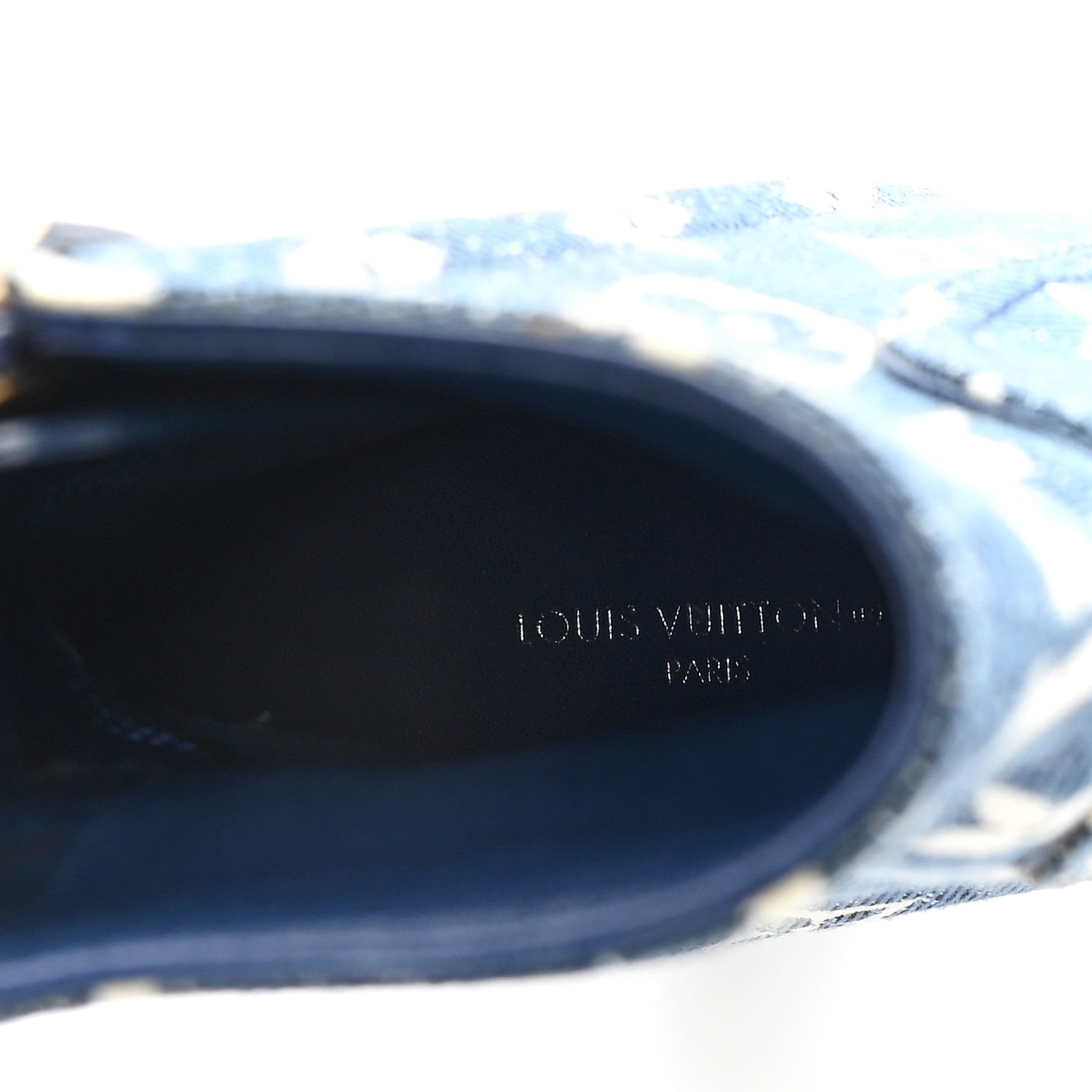 Denim Monogram Silhouette Ankle Boots 37 Navy Blue