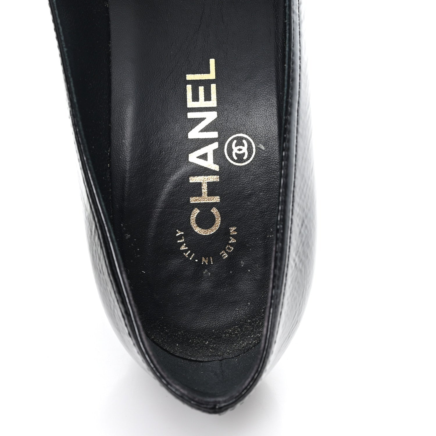 Crumpled Goatskin Patent Calfskin Crystal Cap Toe Logo Pumps 39 Black