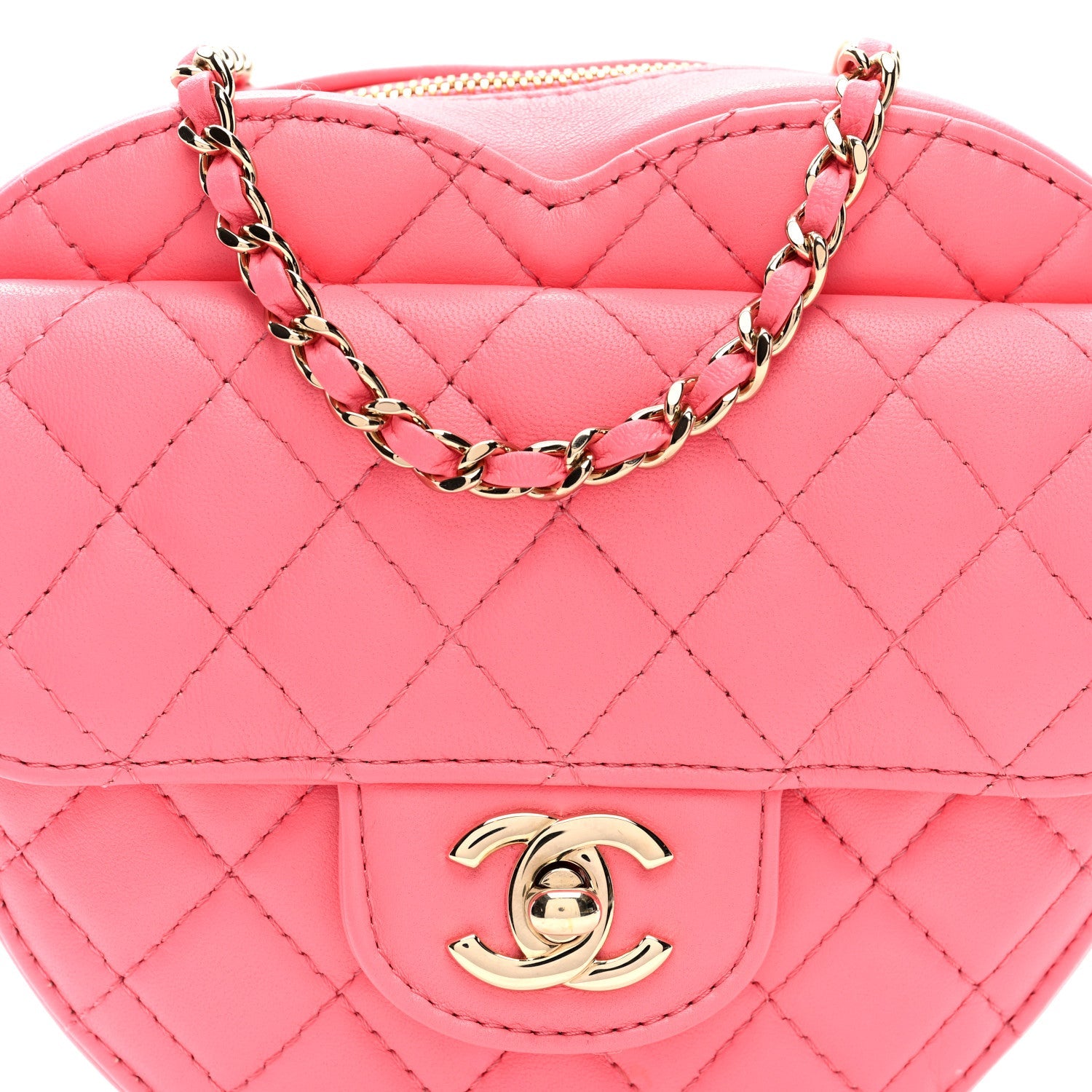 Lambskin Quilted Large CC In Love Heart Bag Light Pink