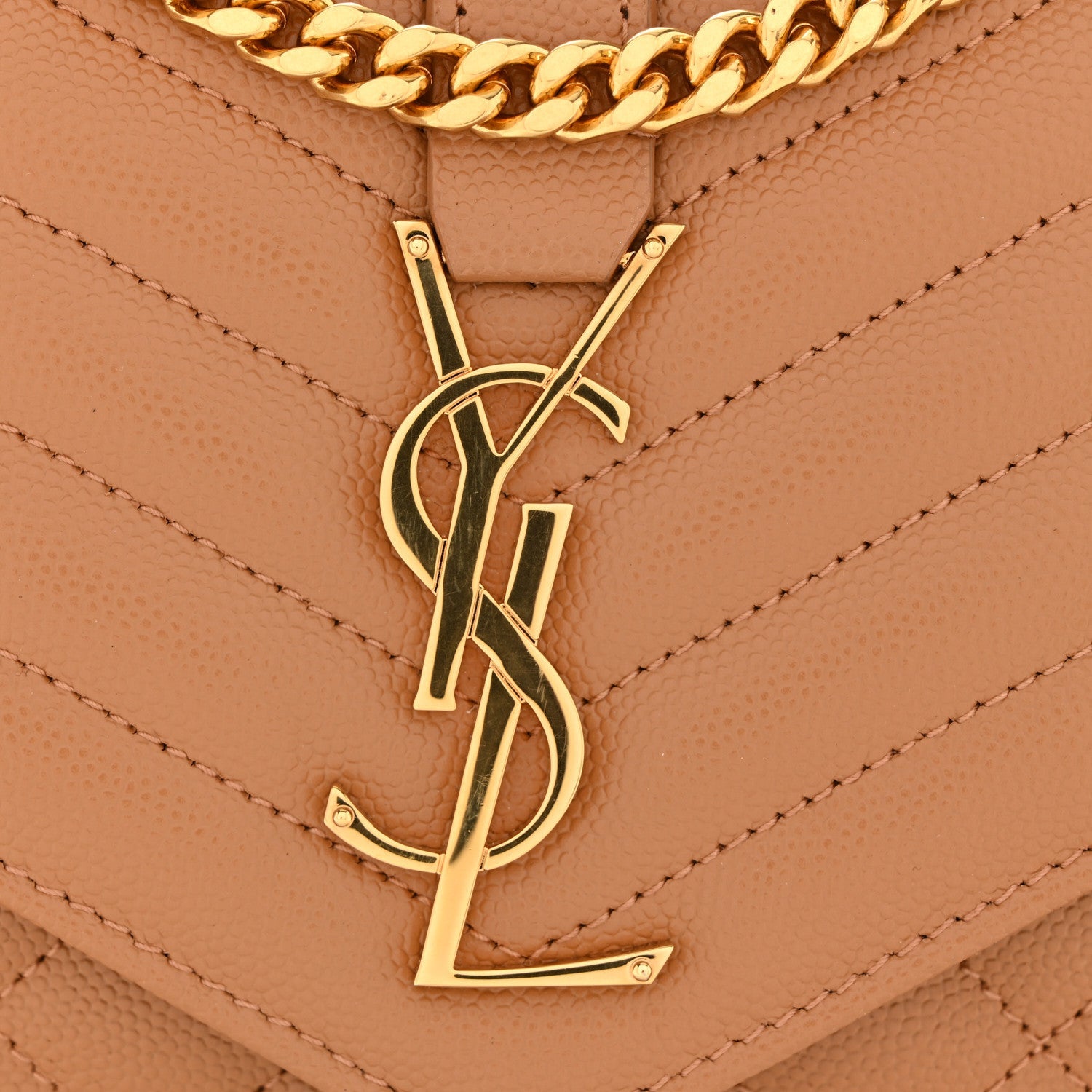 Grain De Poudre Mixed Matelasse Triquilt Monogram Chain Wallet Dune