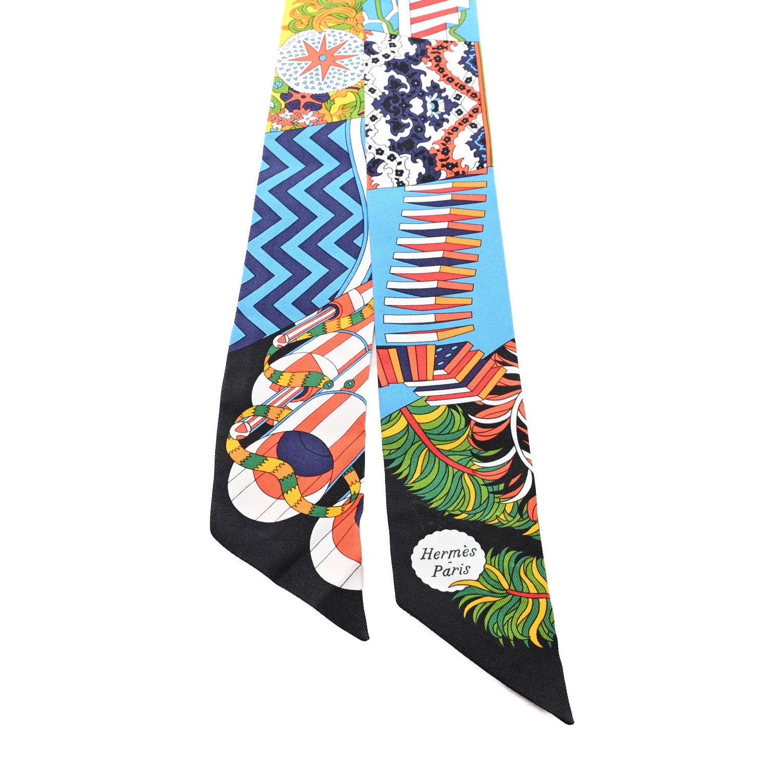 Silk De l'Ombrelle Aux Duels Sticker Twilly Black Bleu Jaune Vif