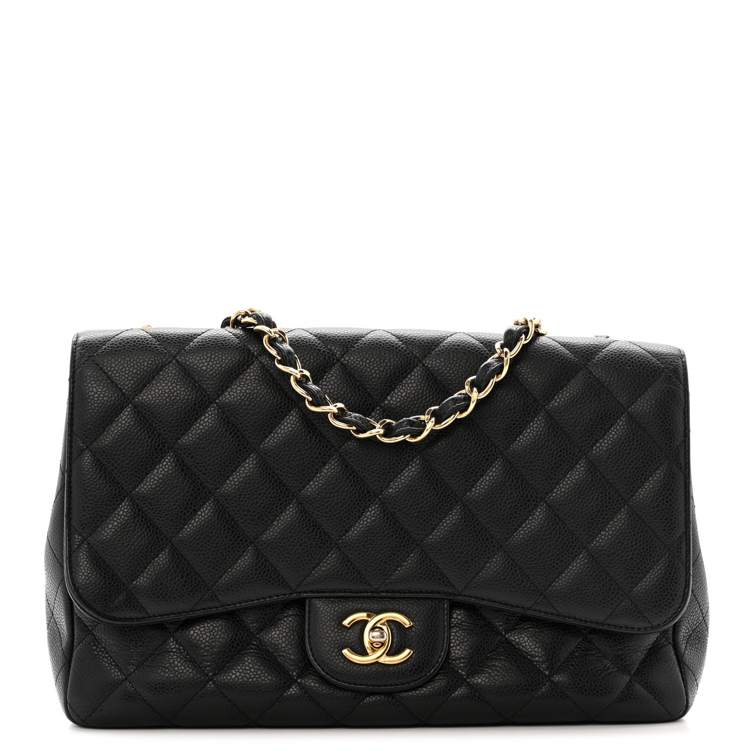 Caviar Quilted Jumbo Single Flap Black