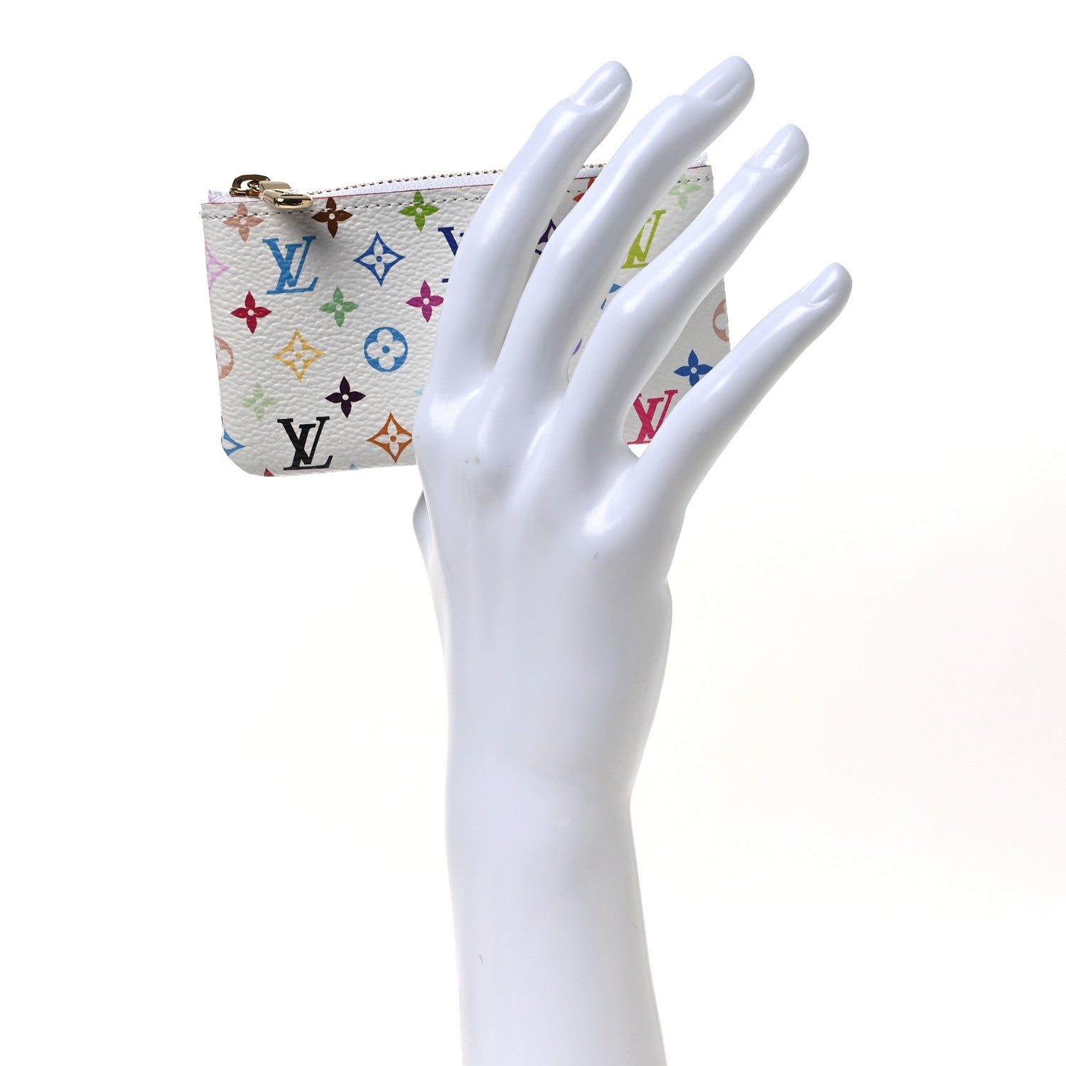 LV X TM Monogram Multicolor Key Pouch White