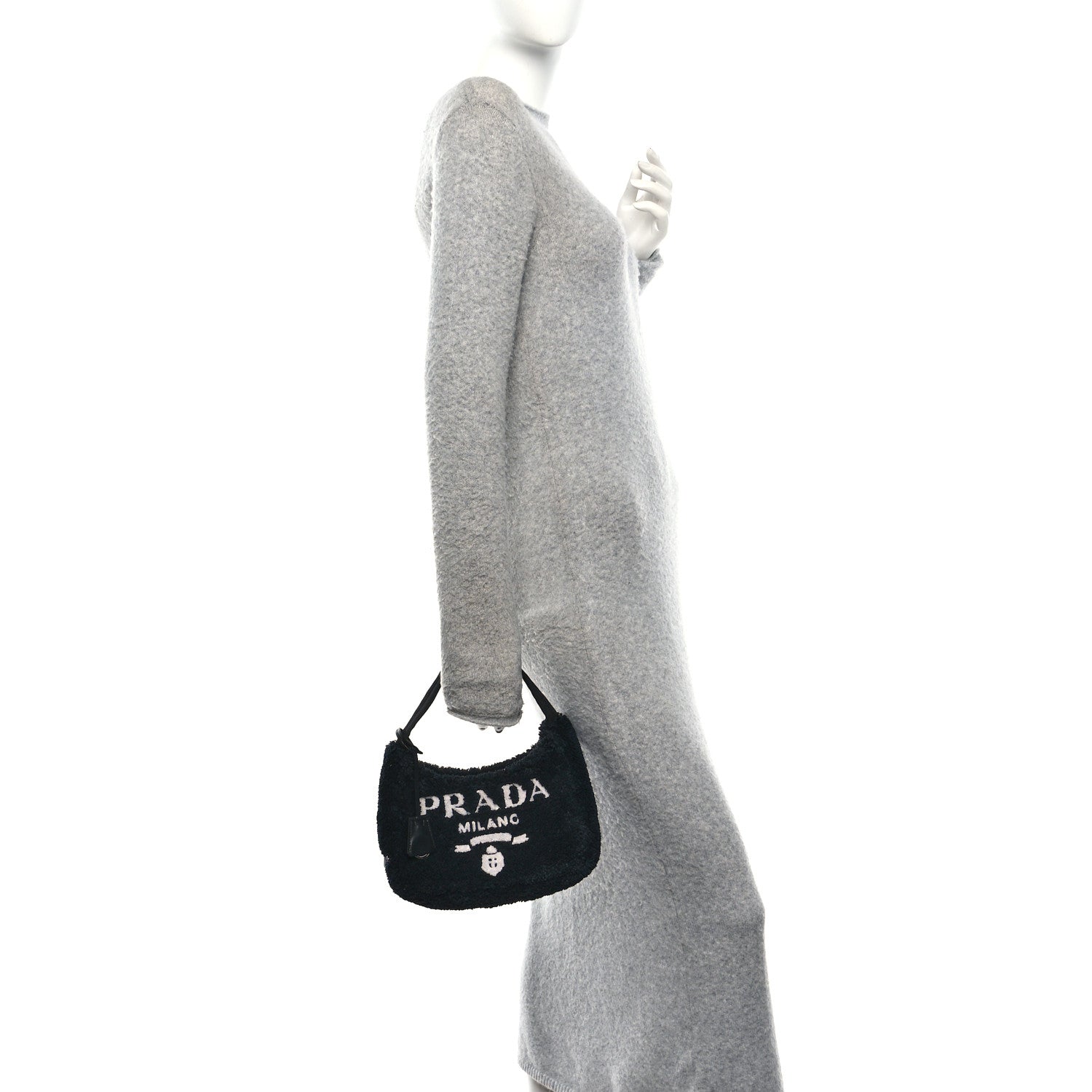 Terry Cloth Mini Re-Edition 2000 Bag Black White