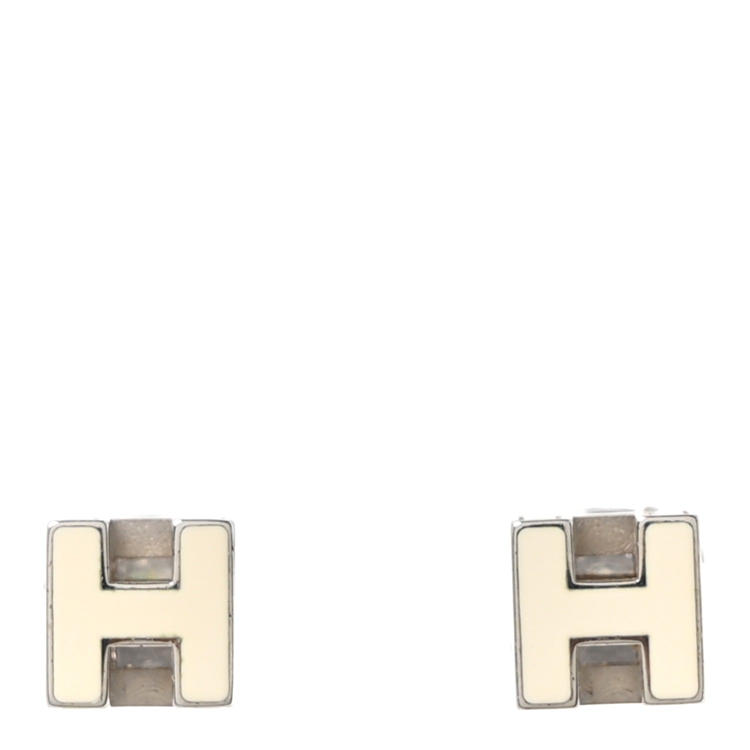 Palladium Lacquered Cage d'H Earrings White