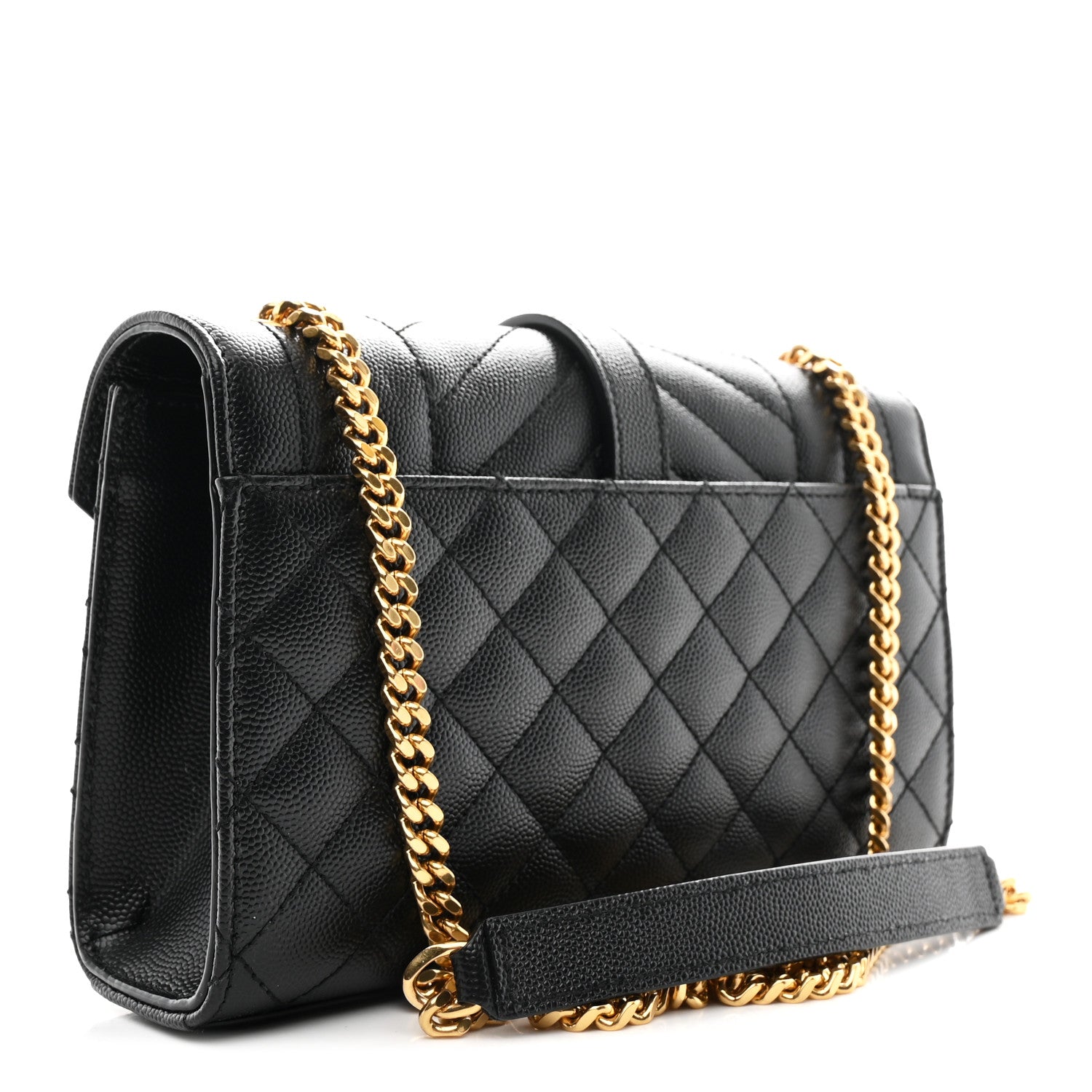 Grain De Poudre Textured Mixed Matelasse Triquilt Small Monogram Satchel Black