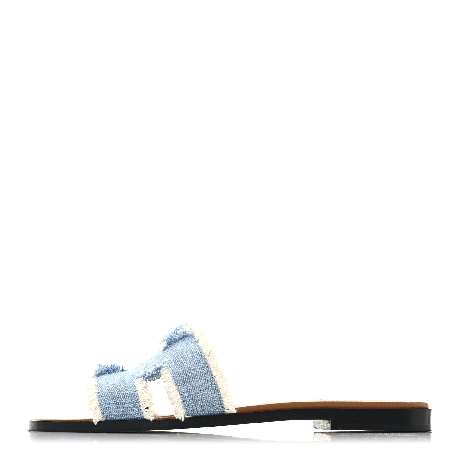 Denim Oran Fringe Sandals 36.5 Bleu Clair