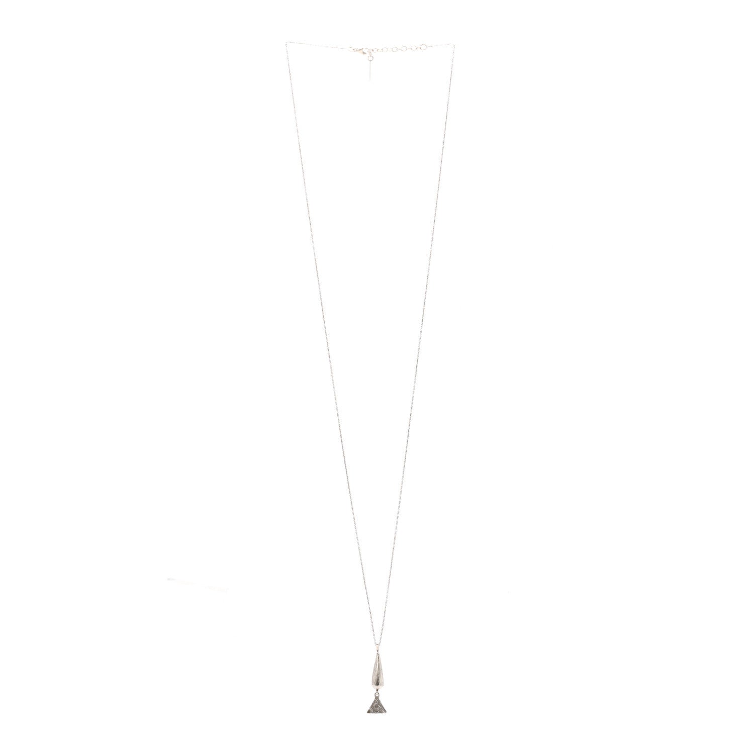 Brass Triangle Pendant Long Necklace Oxidized Silver