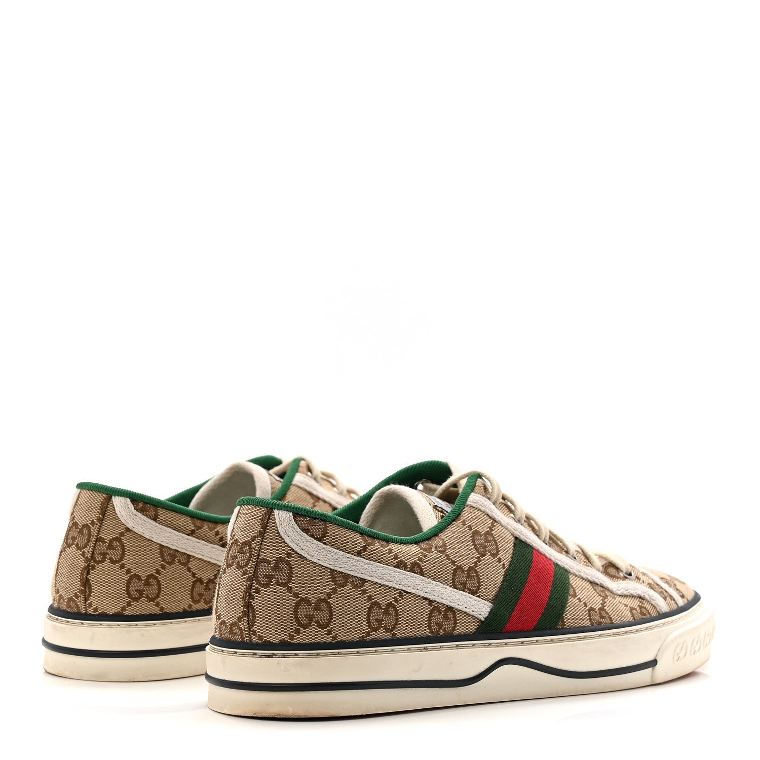 GG Monogram Web Womens 1977 Tennis Sneakers 41 Beige Ebony Mystic White