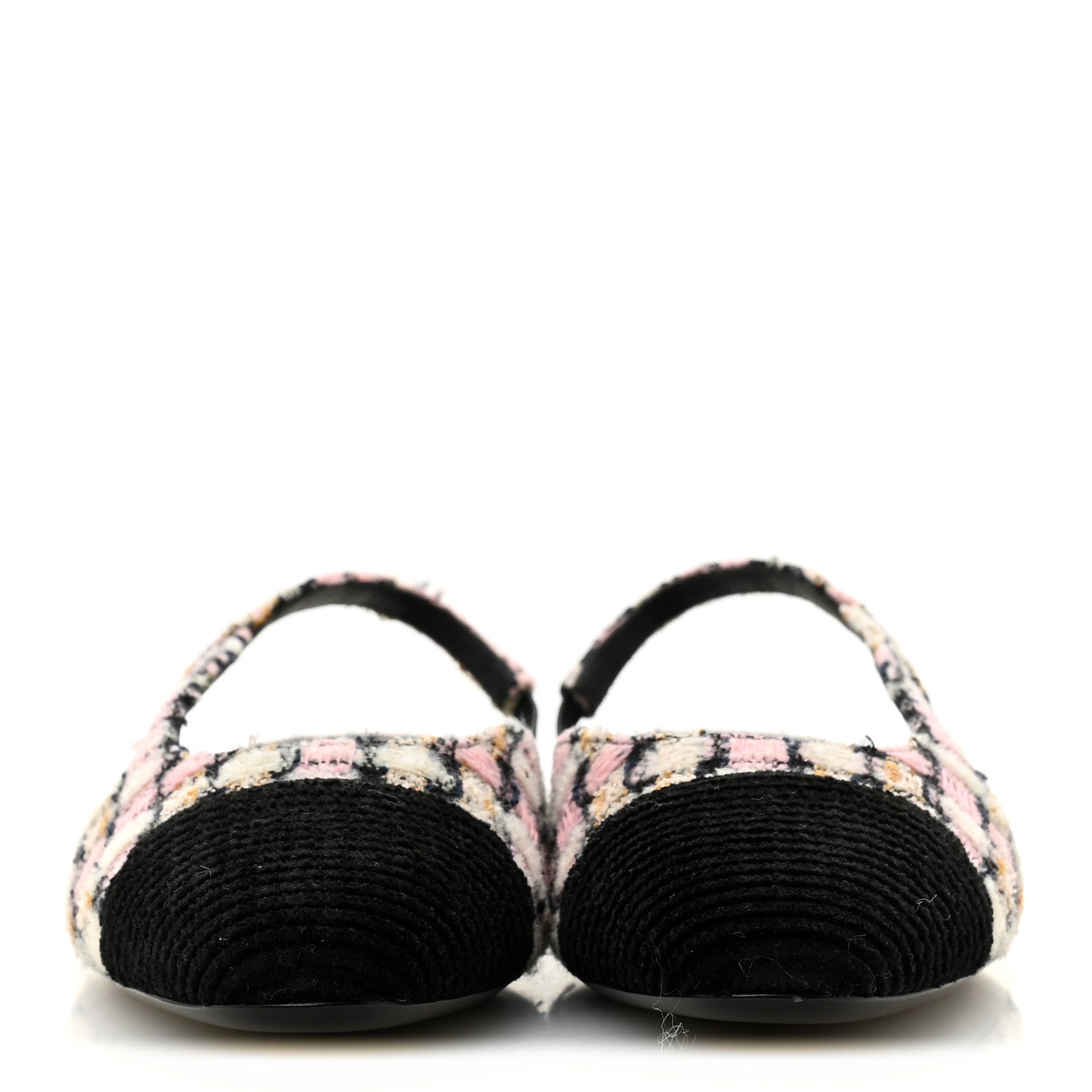 Tweed Cap Toe CC Slingback Flats 40 Black Pink White