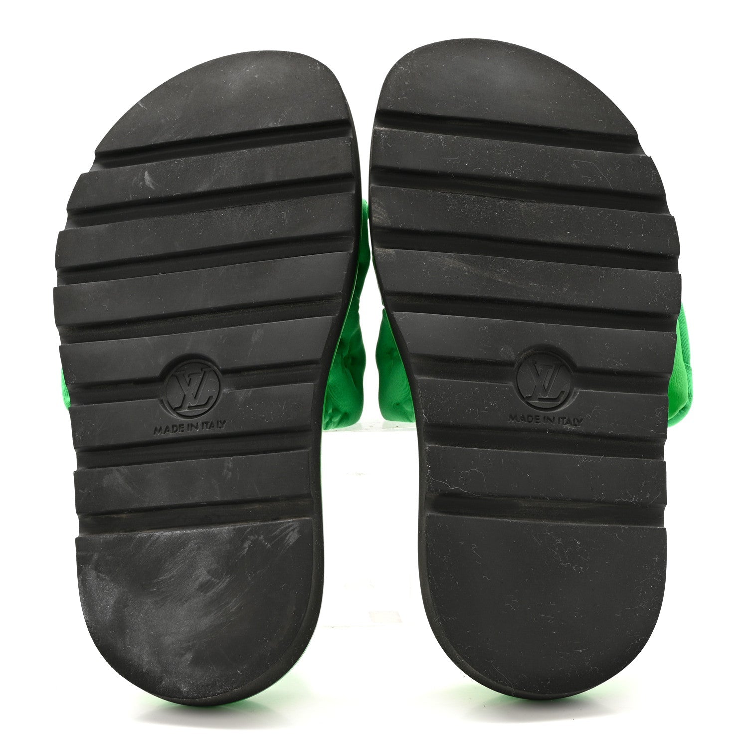 Technical Fabric Embossed Monogram Pool Pillow Comfort Mules 35 Green