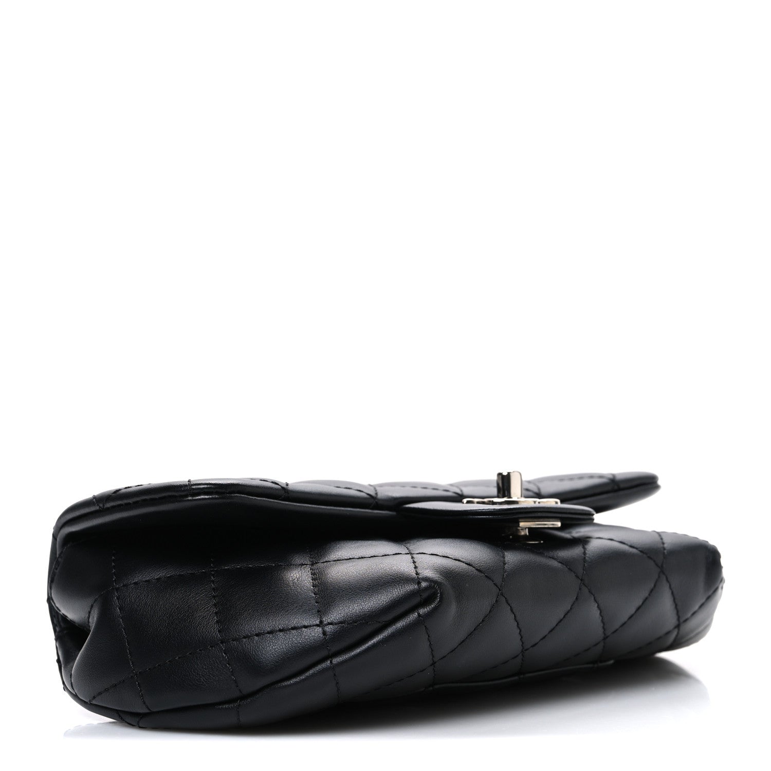 Calfskin Quilted CC Uniform Flap Belt Bag Black