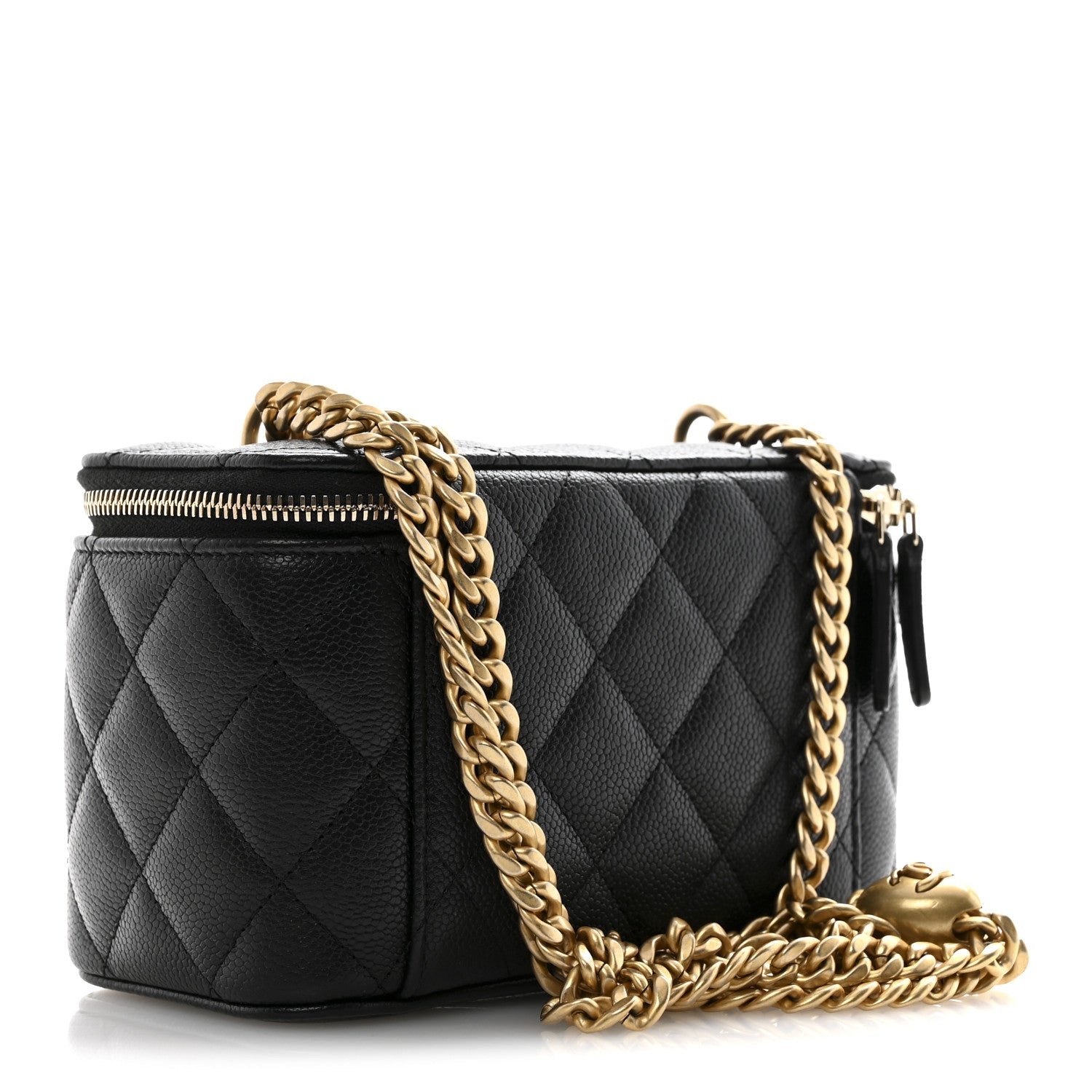 Caviar Quilted Sweetheart Vanity Case Black