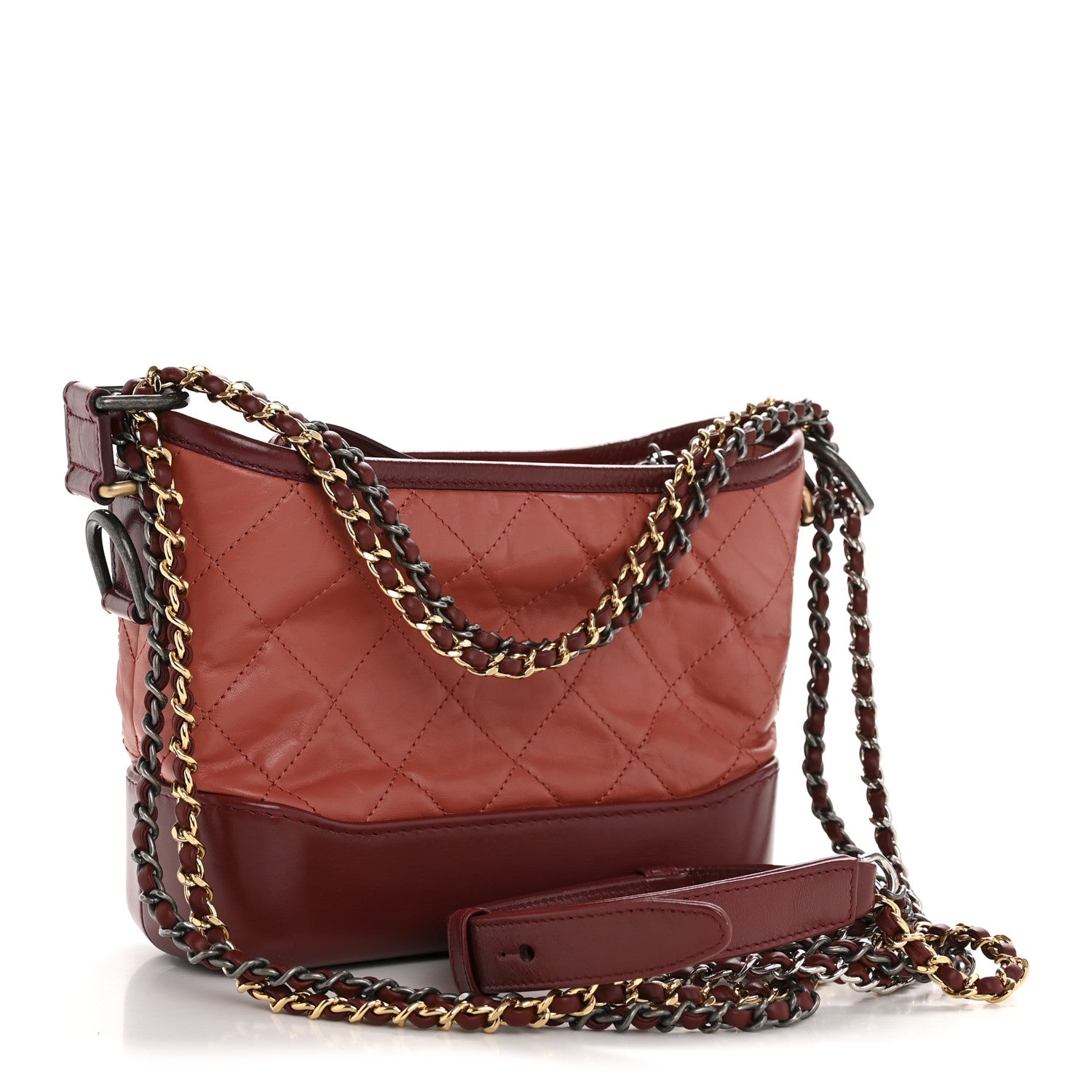 Aged Calfskin Quilted Small Gabrielle Hobo Red