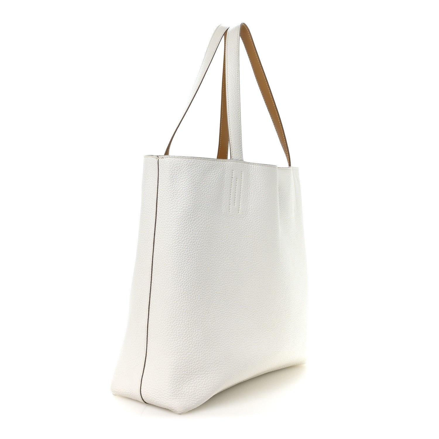 Taurillon Clemence Double Sens 45 Reversible Tote White Sable