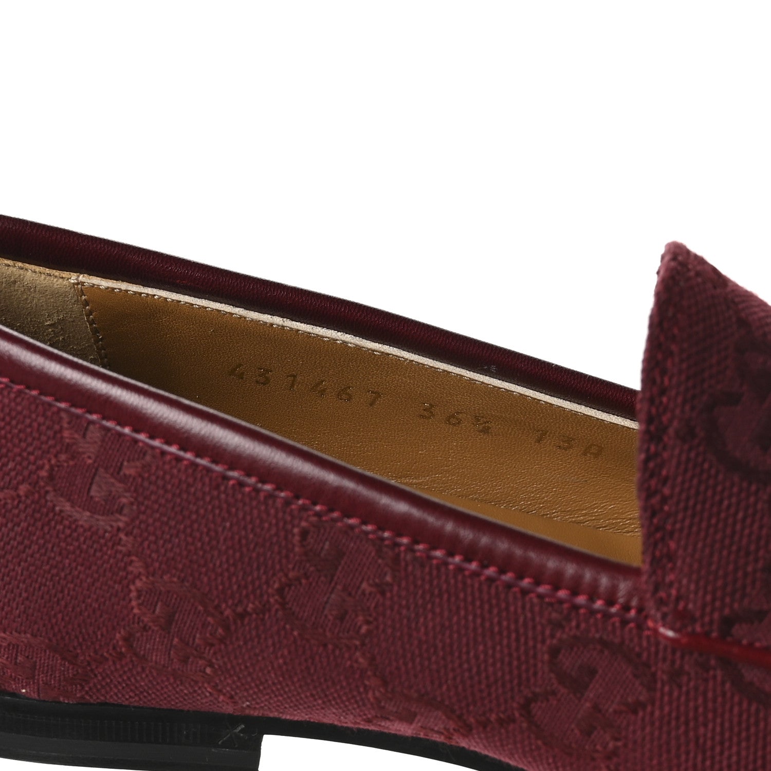 New Canvas GG Monogram Malaga Kid Horsebit Womens Jordaan Loafers 36.5 Rosso Ancora