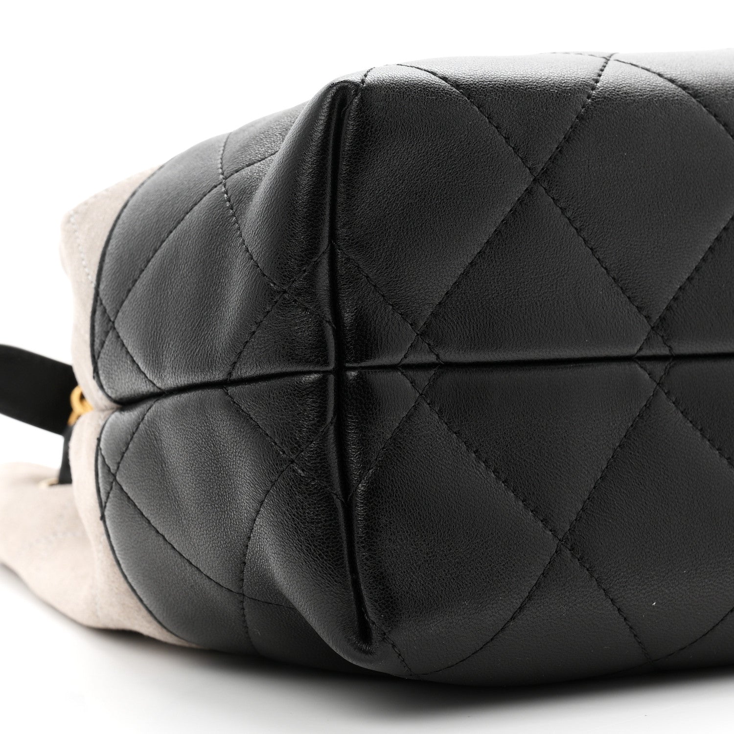 Suede Calfskin Shiny Lambskin Quilted Small Coco Base Shopping Bag Grey Black