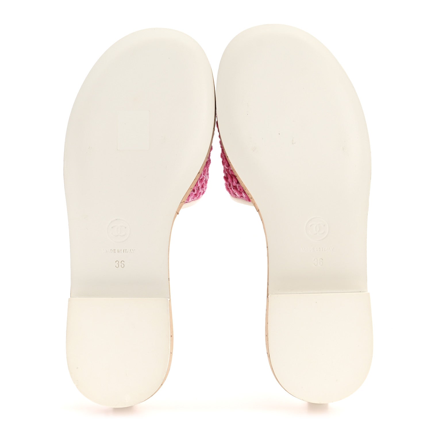 Tweed Cork Mule Sandal 36 Pink White