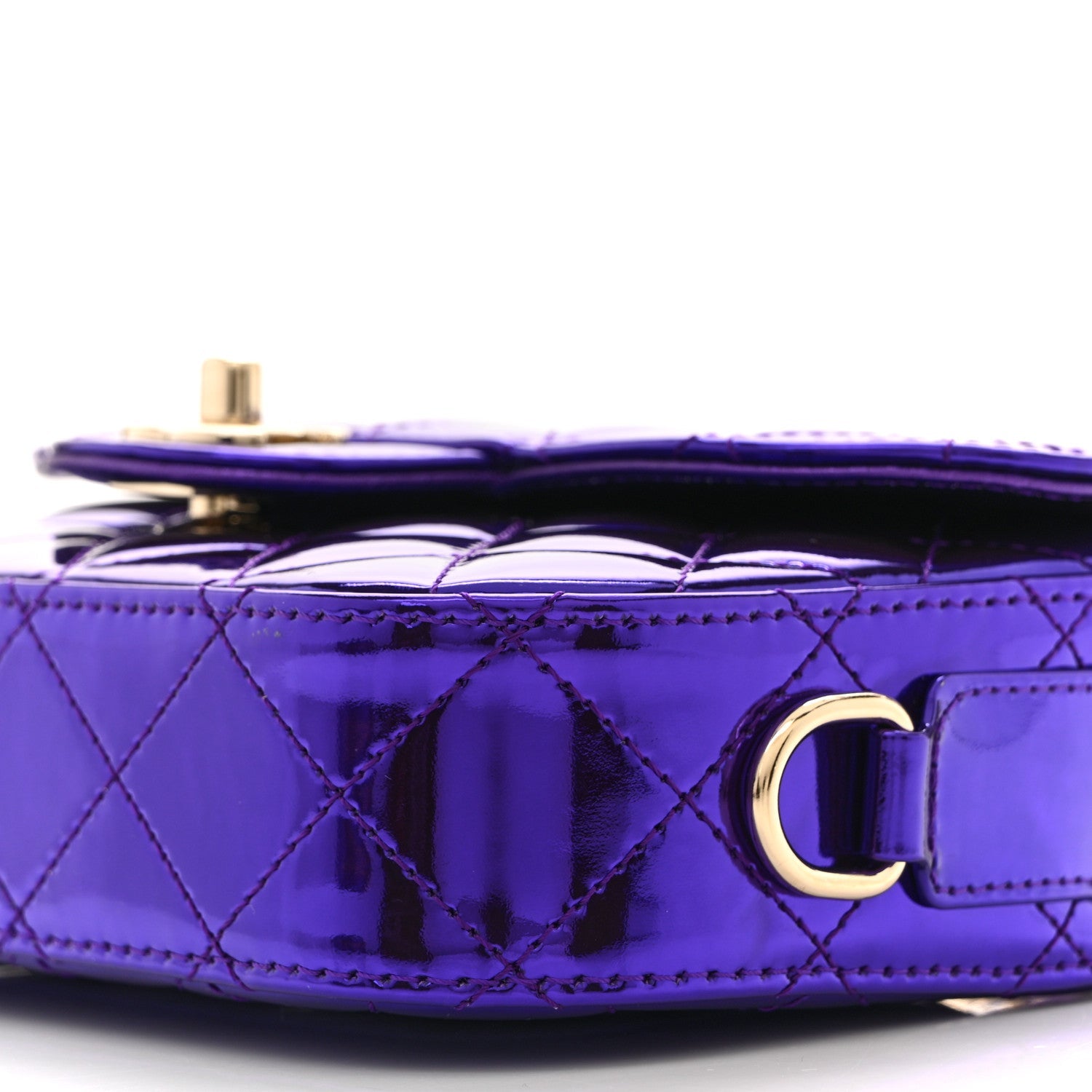 Mirror Calfskin Metallic Calfskin Quilted Hollywood Boulevard Mini Flap With Star Coin Purse Purple