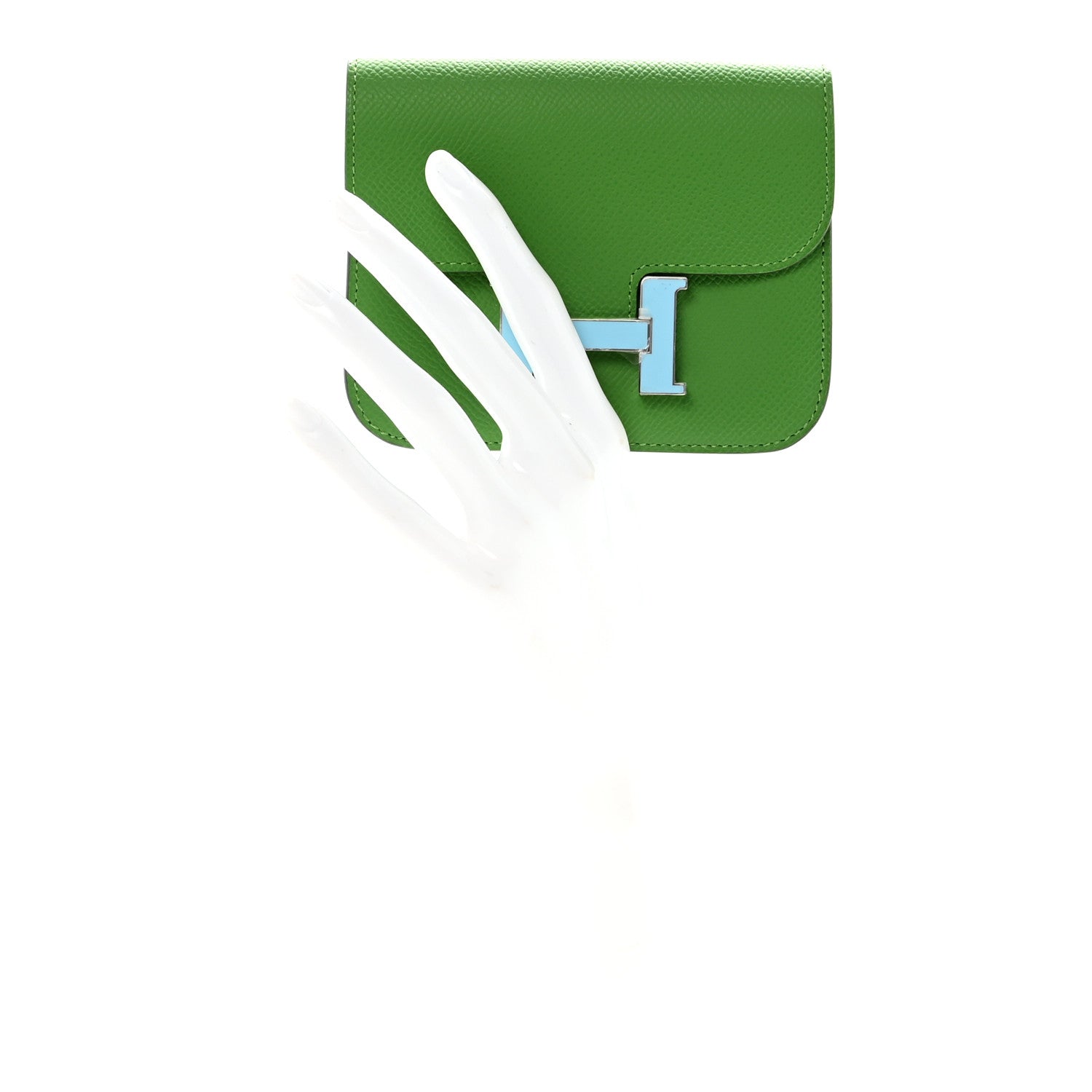 Epsom Enamel Constance Slim Wallet Vert Yucca Celeste
