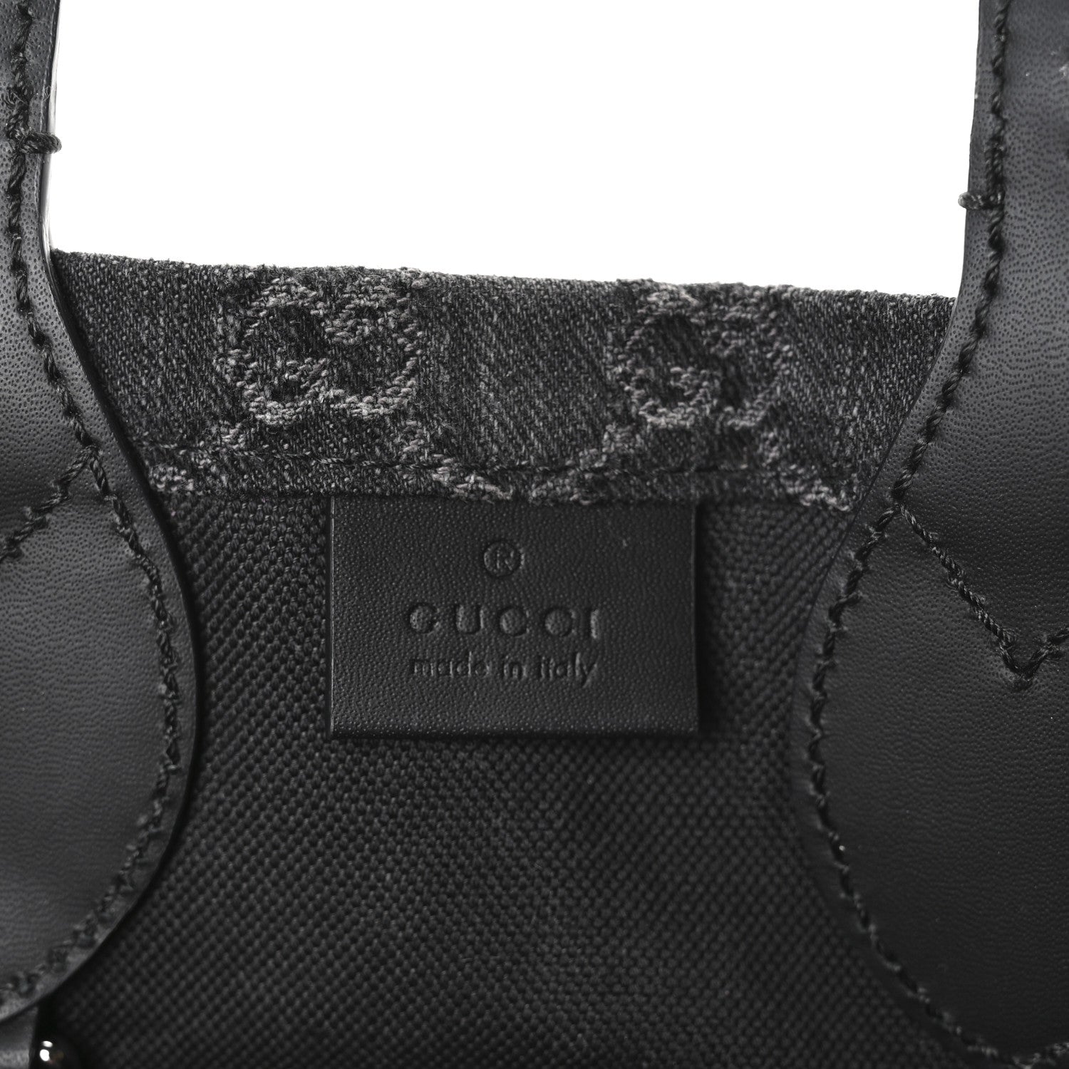 Denim Ophidia GG Monogram Tote Medium Black Grey