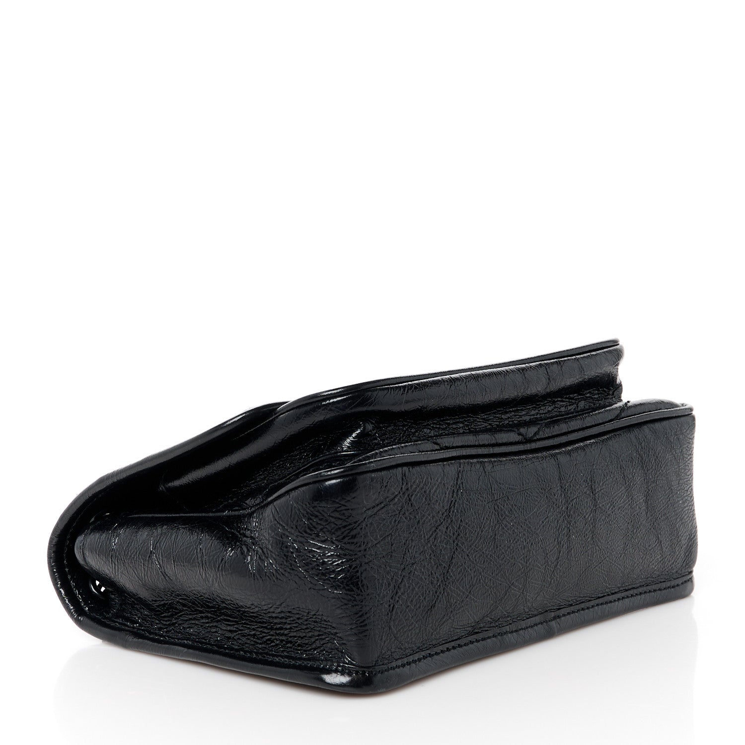 Crinkled Calfskin Matelasse Monogram Baby Niki Chain Satchel Black