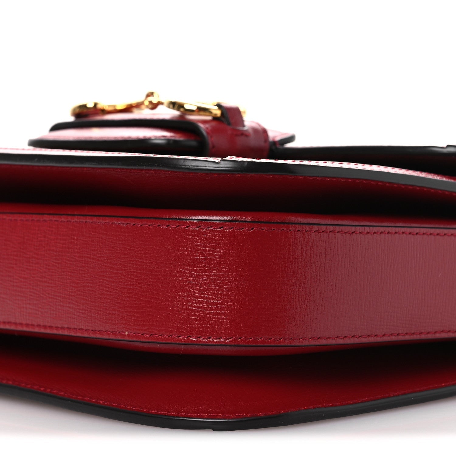 GG Supreme Monogram Azalea Calfskin Horsebit 1955 Shoulder Bag Beige Ebony New Cherry Red